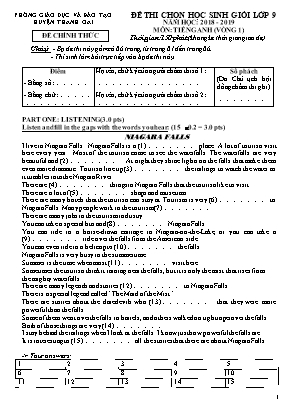 Đề thi chọn học sinh giỏi môn Tiếng Anh Lớp 9 (Vòng 1) - Năm học 2018-2019 - Phòng giáo dục và đào tạo Thanh Oai